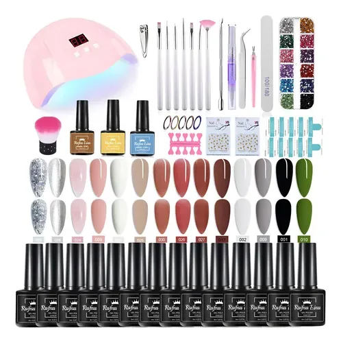 Rafna Lina Kit manicure con lámpara UV/LED y 14 piezas de gel (kit gel con lámpara), foto de la publicación en Mercado Libre